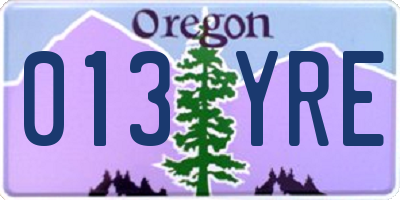 OR license plate 013YRE