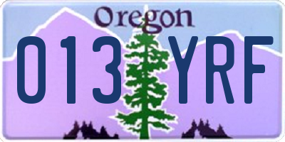OR license plate 013YRF