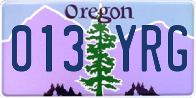 OR license plate 013YRG