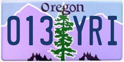 OR license plate 013YRI