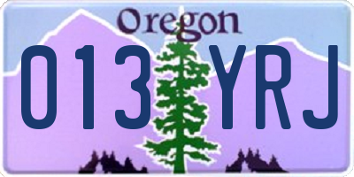 OR license plate 013YRJ