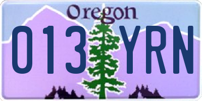 OR license plate 013YRN