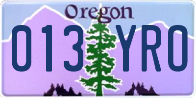 OR license plate 013YRO
