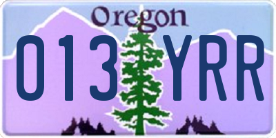 OR license plate 013YRR
