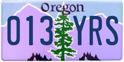 OR license plate 013YRS