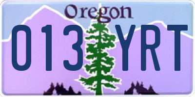 OR license plate 013YRT
