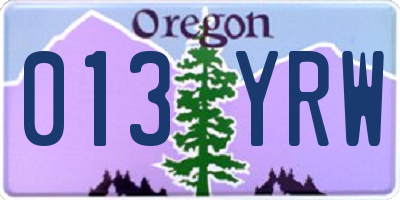 OR license plate 013YRW