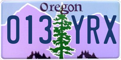 OR license plate 013YRX