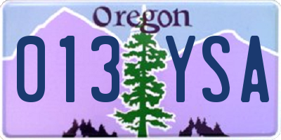 OR license plate 013YSA