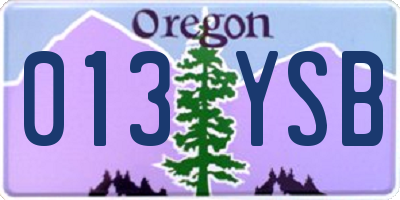 OR license plate 013YSB