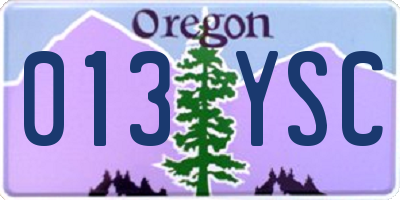 OR license plate 013YSC