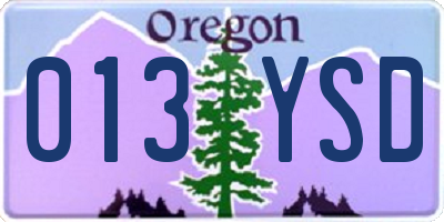 OR license plate 013YSD