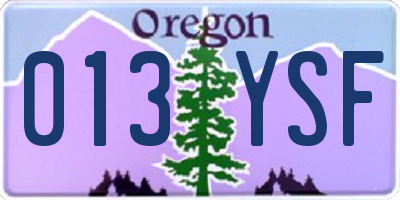 OR license plate 013YSF