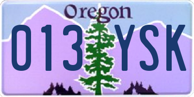 OR license plate 013YSK