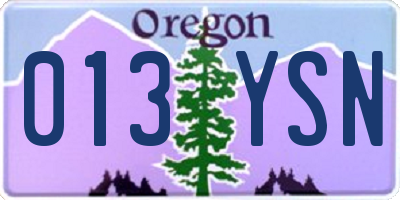 OR license plate 013YSN