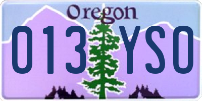 OR license plate 013YSO