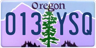 OR license plate 013YSQ