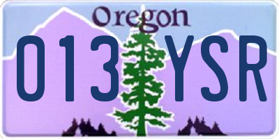 OR license plate 013YSR