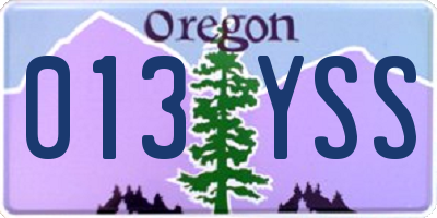 OR license plate 013YSS