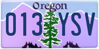 OR license plate 013YSV