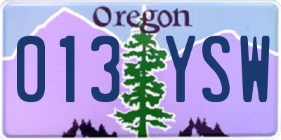 OR license plate 013YSW