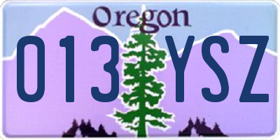 OR license plate 013YSZ