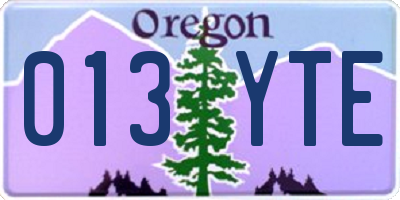 OR license plate 013YTE