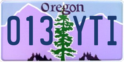 OR license plate 013YTI