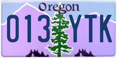 OR license plate 013YTK