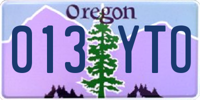 OR license plate 013YTO