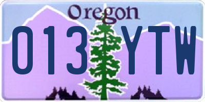 OR license plate 013YTW