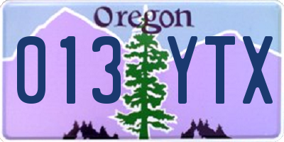 OR license plate 013YTX