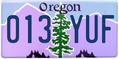 OR license plate 013YUF