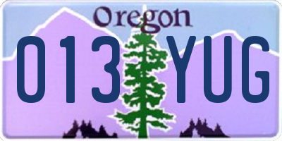 OR license plate 013YUG
