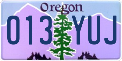 OR license plate 013YUJ