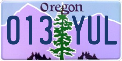 OR license plate 013YUL