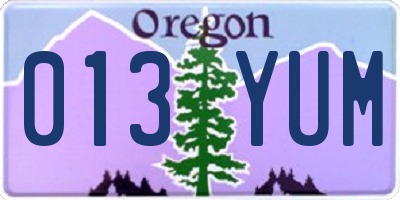 OR license plate 013YUM