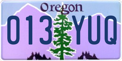 OR license plate 013YUQ