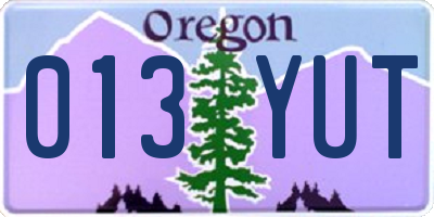 OR license plate 013YUT
