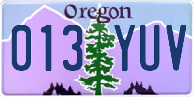 OR license plate 013YUV