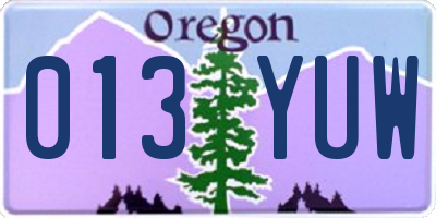 OR license plate 013YUW