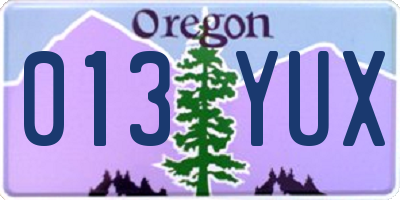 OR license plate 013YUX
