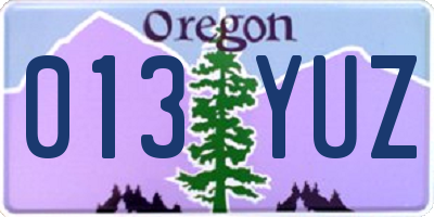 OR license plate 013YUZ