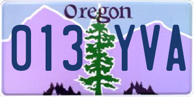 OR license plate 013YVA