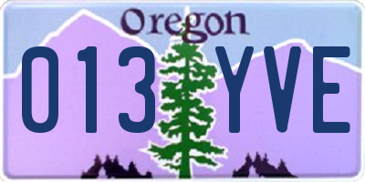 OR license plate 013YVE