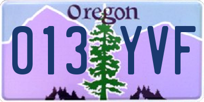 OR license plate 013YVF