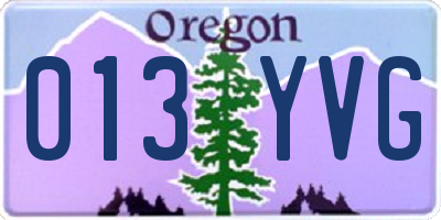 OR license plate 013YVG