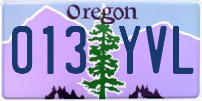 OR license plate 013YVL