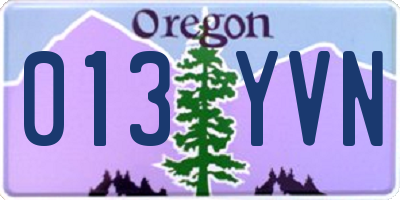 OR license plate 013YVN