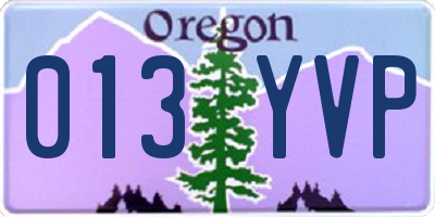 OR license plate 013YVP